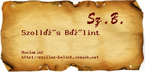 Szollás Bálint névjegykártya